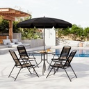 6 Pieces Patio Dining Set for 4, Small Outdoor Patio Table and Chairs Set, Patio Furniture Set with Umbrella & 4 Folding Chairs Portable Garden Dining Table Set for Garden, Backyard, Lawn