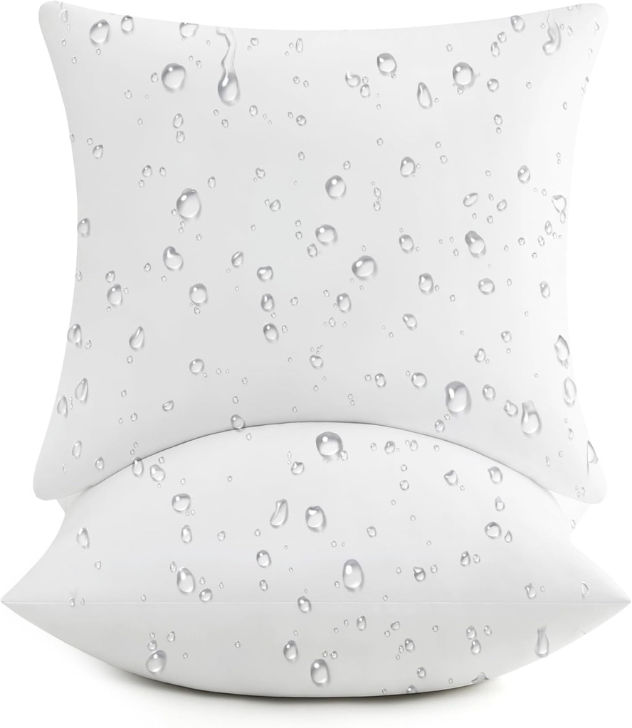 puredown® 20x20 Outdoor Pillow Inserts, Set of 2, Fluffy Soft Water-Resistant Down Alternative Square Form Sham Stuffer for Porch Swing Sofa Couch Cushion Patio Furniture