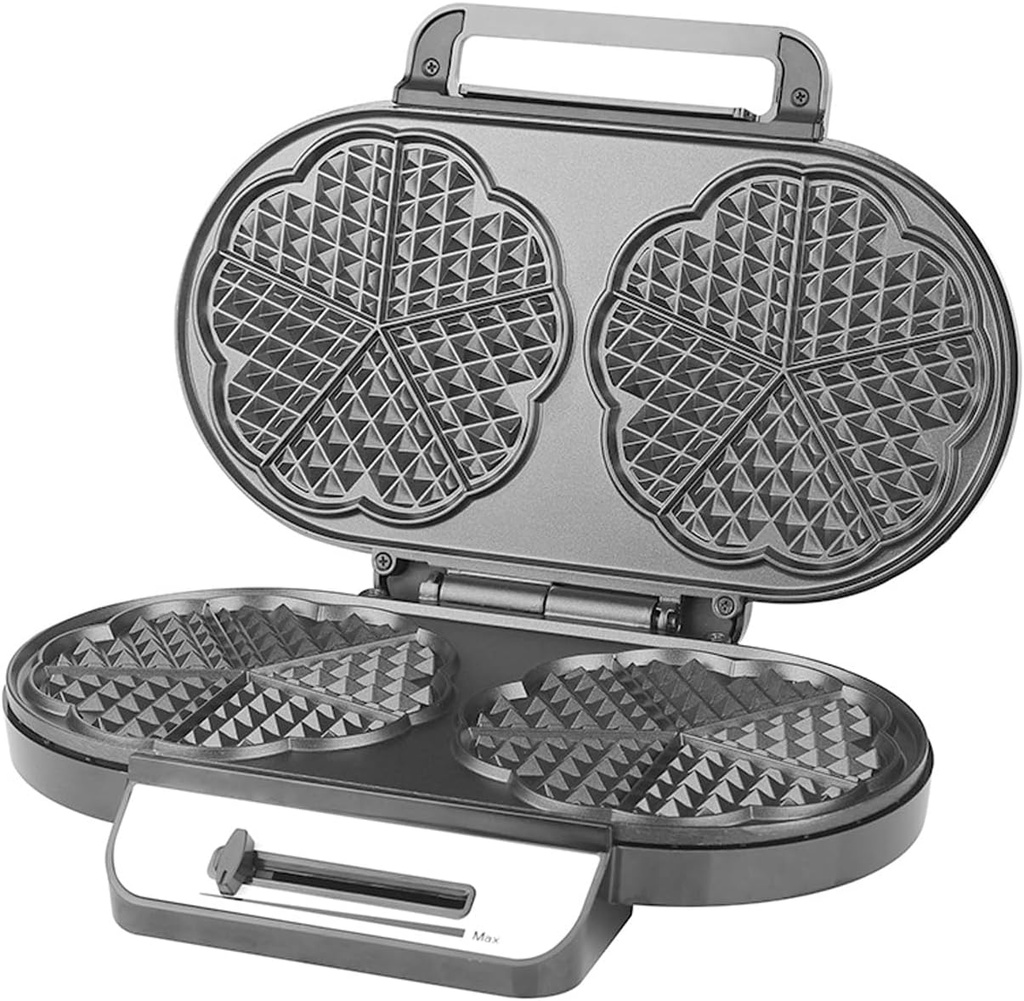 Heart Waffle Maker, Makes 10 Hearts or 2 Large Waffles, 1200W Premium Performance, Double Non-Stick Cooking Plates with Rapid Even Heating