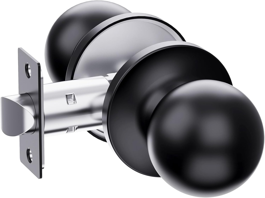 ARPHA Round Door Knob H200, Non Locking Door Knob, Dummy Knob Door Handle Set, Door Knobs Interior for Bedrooms, Bathrooms, Cupboards, Closets, Pantries, Left and Right Doors Compatible, Matt Black