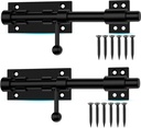 Slide Bolt Gate Latch, 7.8 Inch Heavy Duty Solid Stainless Steel Bolts Latches,for Fence, Yard Doors, Garages, Bedrooms, Cupboards and Window (2 Pack, Black)