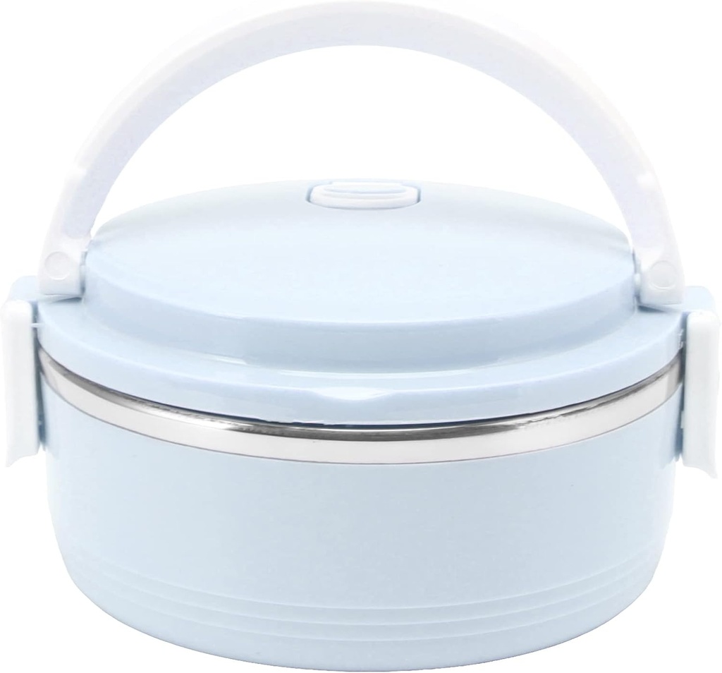 Thermal Lunch Box, Stainless Steel Single Layer Lunch Box, Portable Insulated Bentos Box, with Safety Buckle, for offices picnics (Blue)