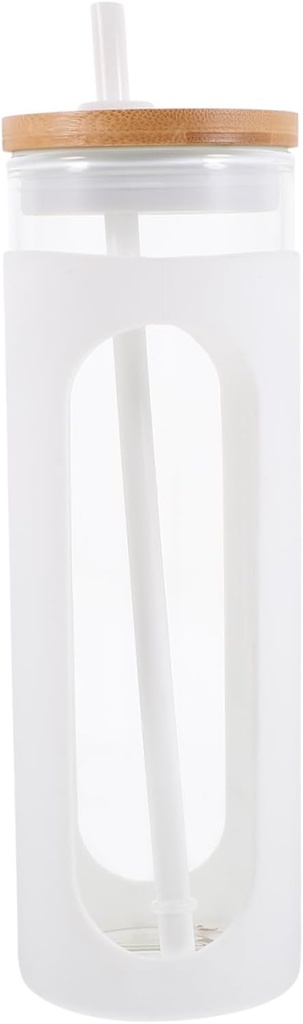 Garneck Drinking Cup Lids Glass Water Bottle Straw Iced Tea Water Bottle for Juice