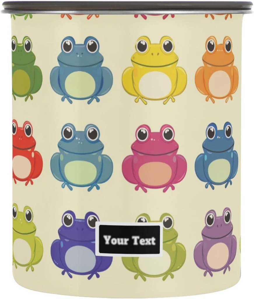 ALAZA Rainbow Color Frog Kitten Cats Airtight Coffee Bean Canister Customed 30oz Food Storage Containers with Lids For Gournd, Tea, Sugar, Flour, Rice, Cereal, Candy Cookie Jar