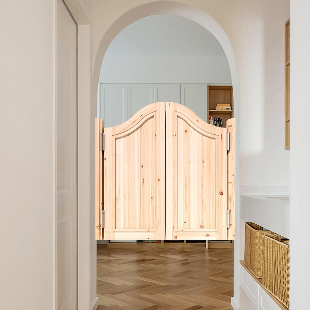 Swinging Saloon Doors 32-48" Wide Swinging Bar Doors Saloon Two-Way Open Interior Solid Wood Swing Door 36" Door Height Porch Entrance Swinging Door with Hinge, for Kitchen Shop Counter(48"x36")