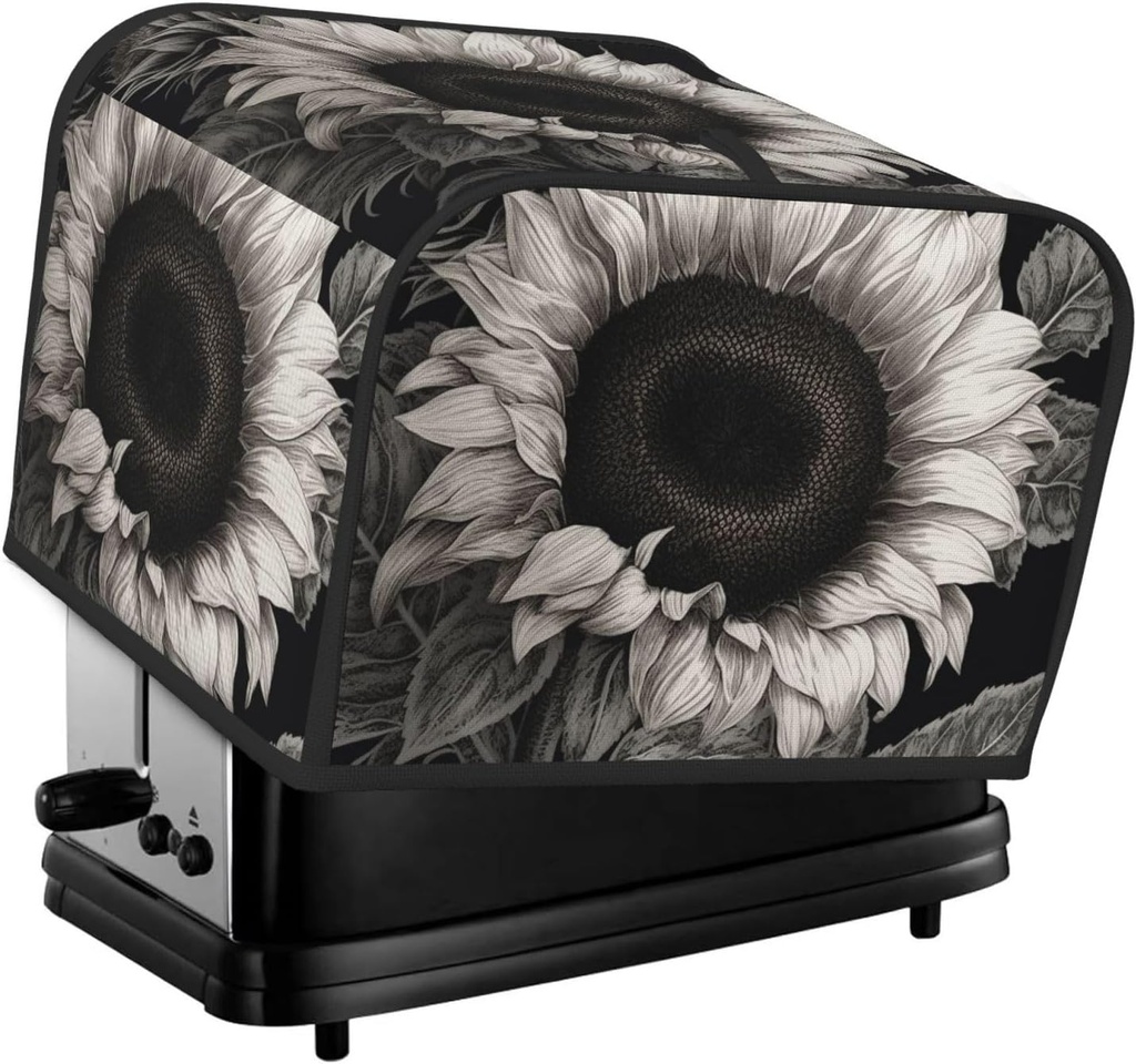 4 Slice Toaster Cover with Pocket Universal Size Toasters Dusts Covers Sunflower Black Grey Bread Machine Cover & Protection Bread Machine Protector Small Kitchen Appliance Covers