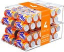 4 Pack Soda Can Organizer for Refrigerator, Stackable Canned Food Pop Cans Container Can Holder Dispenser with Lid for Fridge Rack Freezer, Clear Storage Bins-Holds 12 Cans Each (Transparent)
