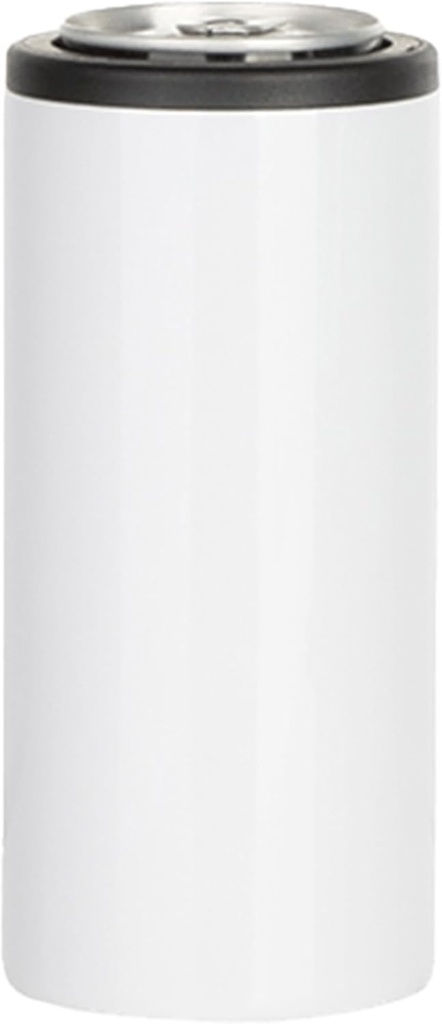 JPPlus 12oz Sublimation Skinny Can Coolers - Stainless Steel, Bulk Blanks for Custom Gifts & Promotional Use - Fits 12oz Slim Cans - Sublimation & Heat Transfer Ready (White, Each)