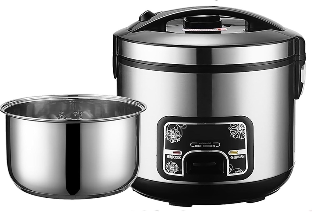 Rice Cooker (2-5L) 201 Stainless Steel Inner Pot, Intelligent Insulation, Make Rice & Steam Food & Vegetables, 220-240V UK/EU Power(4L)