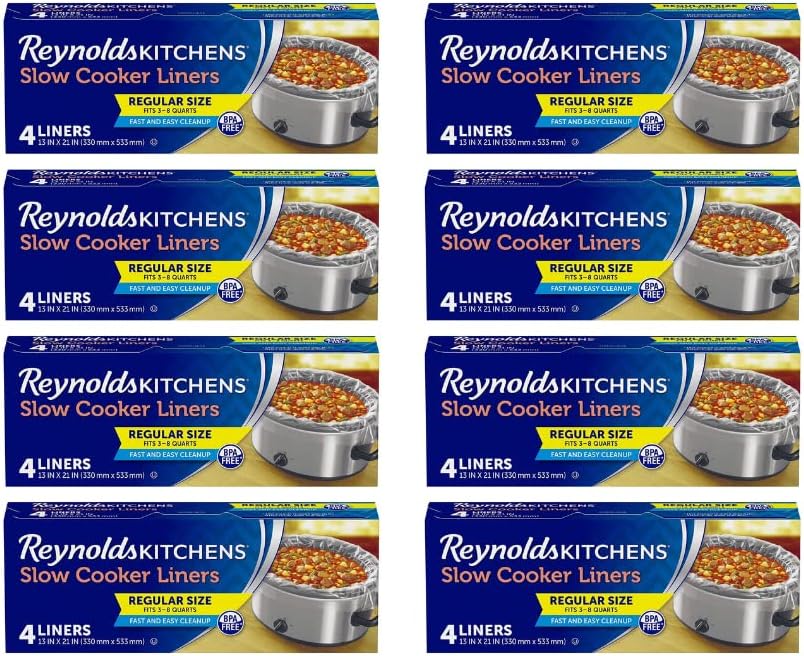 Reynolds Kitchens Slow Cooker Liners, Regular (4 Count, Pack of 8)