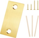 Brass Door Filler Plate 1-1/10" × 2-1/4" Door Edge Hole Cover Platewith Long and Short Screw 3 Wood Dowels, Brass Deadbolt Strike Plate – 1 Pack