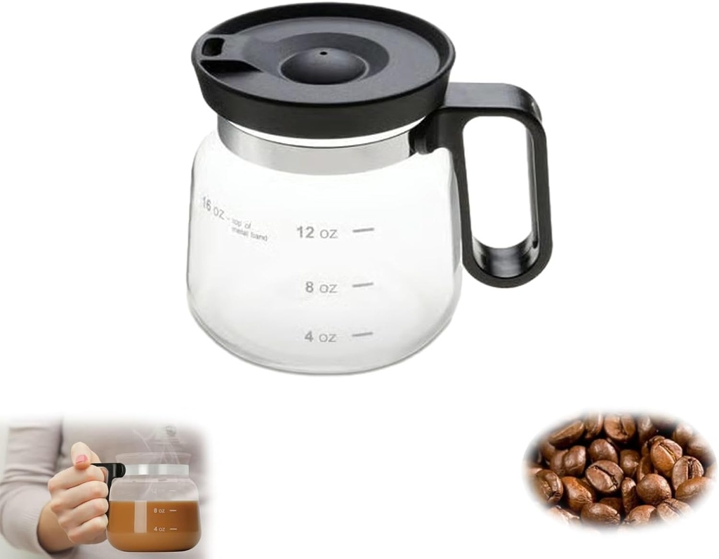 16 Oz Glass Coffee Mug – Coffee Pot Style, Clear Glass Coffee Pot Mugs with Sip Lid and Comfortable Handle, Large Capacity Cup for Co-Workers, Pot Shape For Hot Teas, Hot Chocolate, Iced Coffee (1PC)