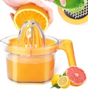 Citrus Juicer 4-in-1 Manual Juicer, ChefVille MJ02 Multifunctional Hand Juicer, Lemon Lime Squeezer with Comfortable Grip Handle, 16.9-Ounce Capacity Orange Juicer (ORANGE)