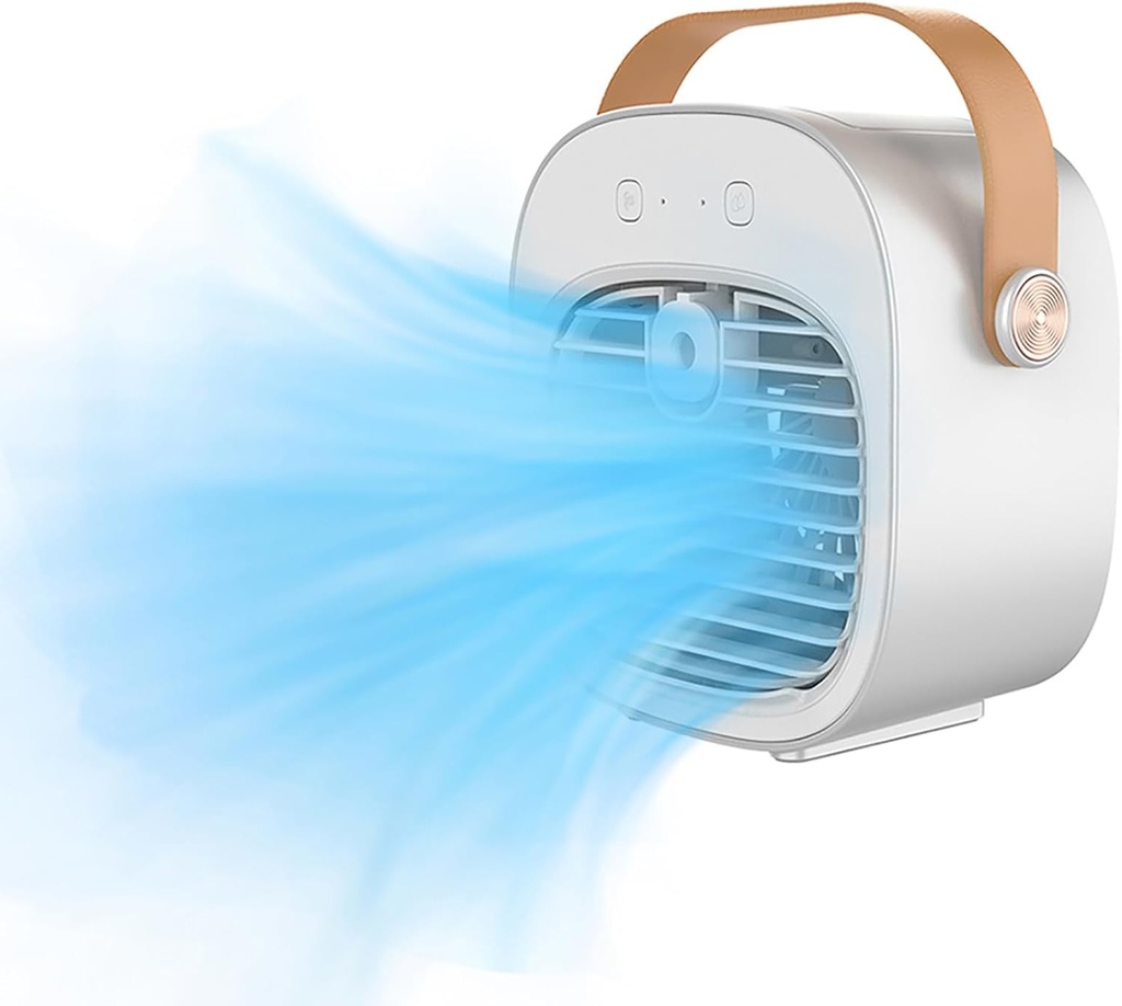 Portable Air Conditioners Rechargeable 6000mAh,Mini Air Conditioner,USB Small Personal AC Unit,3-Speed Quiet Evaporative Air Cooler Units for Room/Bedroom/Office/Rooms/Travel/Tent/Indoor/Outdoor-White