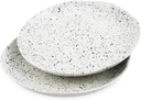 roro Handmade Glossy White Speckled 10.5 In Dinner Plates - Set of 2, Artisanal tableware for entree