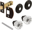 Prime-Line E 28327 Passage Door Latch Set, Glass Knob with Latch Bolt Bronze Finish, Vintage (Single Pack)
