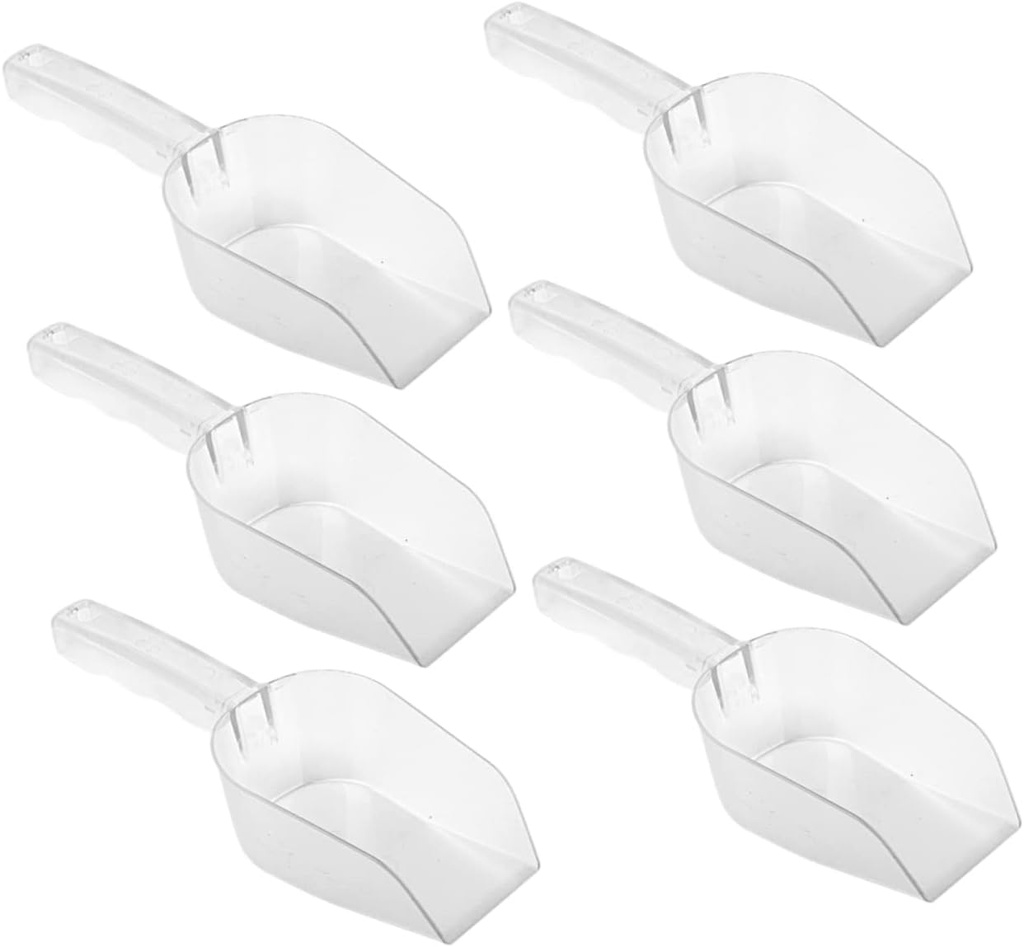 6pcs Multi-use Plastic Food Scoop for Ice Rice Candy and Pet Food Essential Kitchen Shovel Curved Edges for Easy Scooping and Practical Household Tool