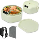 Cordless Electric lunch box, Battery Powered Heated Lunch Box，Food Heate 1L Adjustable heating time Comes three compartments Used for trucks, camping, offices