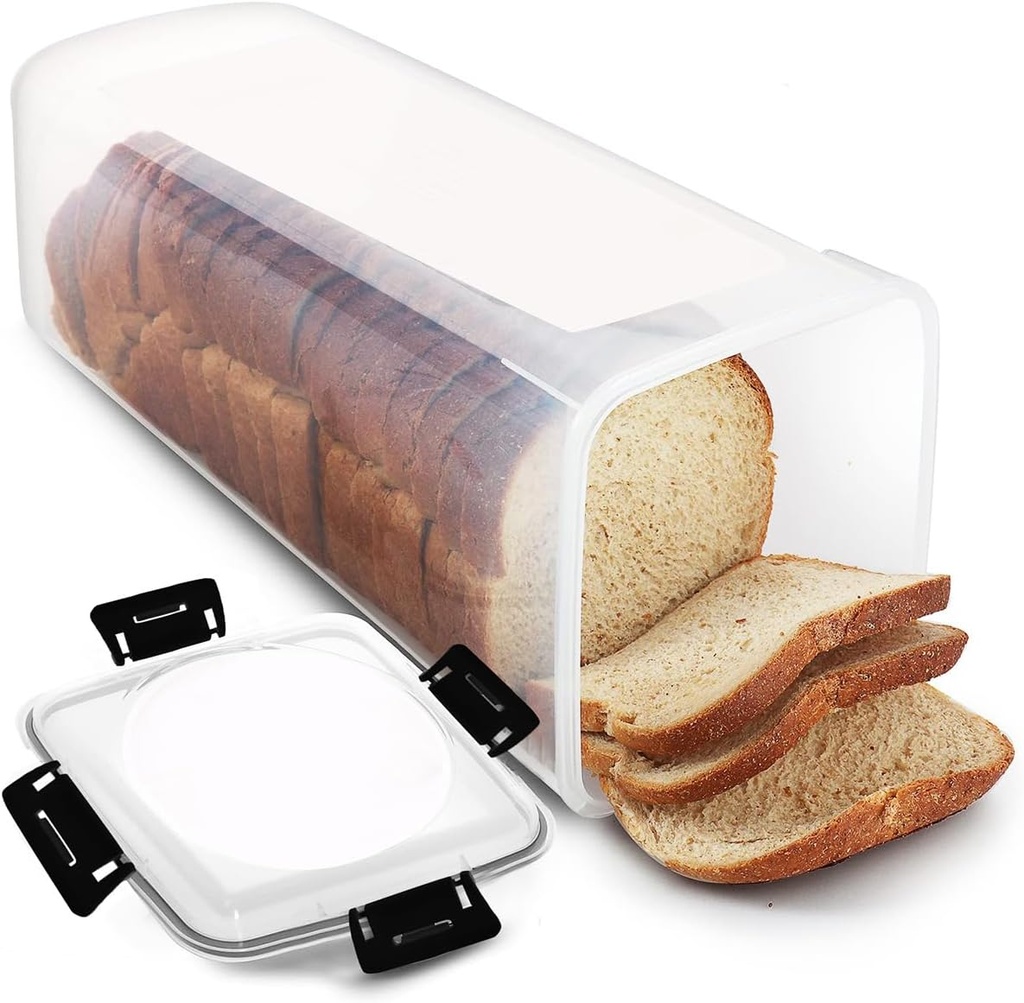 Bread Storage Container- Bread Container with Airtight Lid, Plastic Bread Box,Suitable for storing toast and various types of Bread,BPA Free