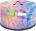 Tie Dye Print Slow Cooker Storage with Pockets for Extra Accessories Smooth Flat Reusable Slow Cooker Dust Case with Top Handle