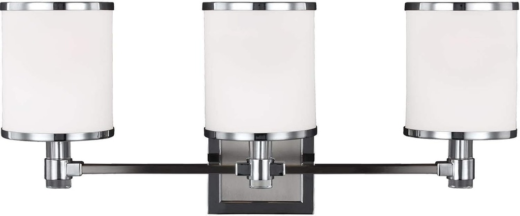 Sea Gull Lighting VS23303SN/CH Prospect Park - 3 Light Period Uptown Bath Vanity Approved for Damp Locations in Period Uptown Style - 23 Inches Wide by 9.75 Inches High