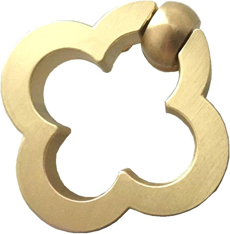 Flower Ring Drawer Pull Clover Brass Drop Pull Floral Cabinet Door Knob Pulls Handle Brushed Brass Dresser Knobs Rings Drawer Handles Kitchen Hardware