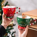 Christmas Mugs and Coffee Cups, Holiday Ceramics Mug, 500ML Coffee Mug Festive Cup with Gingerbread Pattern, Mugs for Couples with Gift Box, Cute Christmas Gift for Women Girls Men Kids (Red)