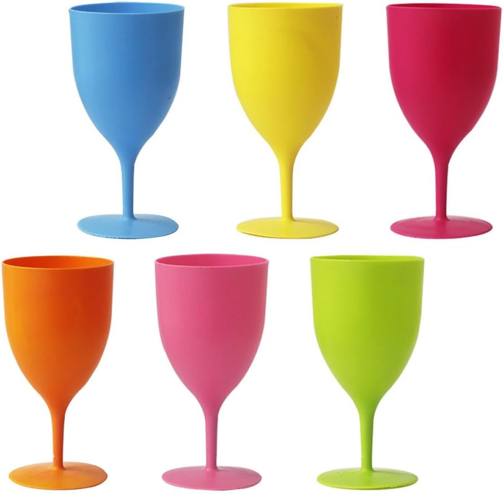 Garneck 6Pcs Colorful Plastic Goblets for Easter Household Wine Cups Fun Party Beverage Tumblers Easy to Clean and Store for Whiskey and Cocktails
