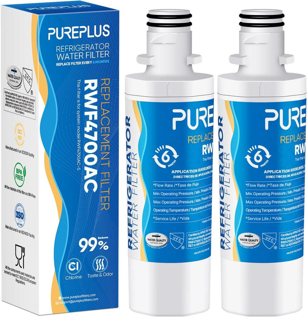 PUREPLUS 9980 Replacement for LG LT1000P Kenmore ADQ747935, LT1000, LT1000PC, MDJ64844601, ADQ74793501, ADQ74793502, LMXS28626S, LMXS30796S, Refrigerator Water Filter, Model: RWF4700AC, 2Pack