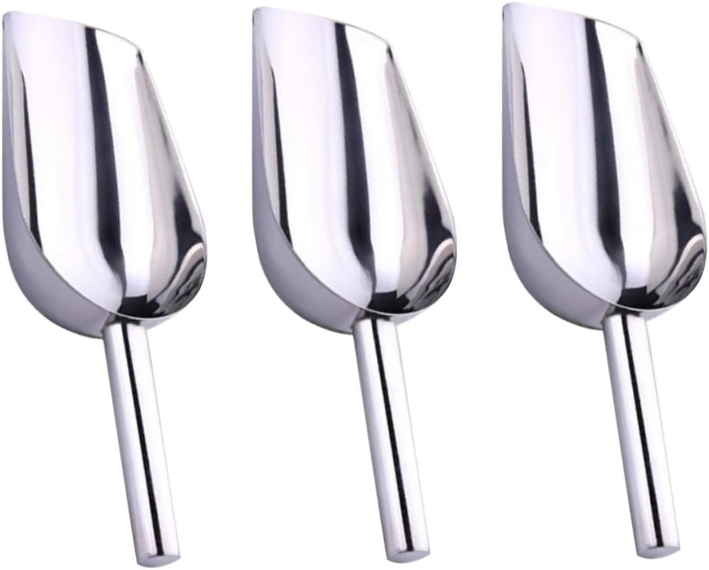 Garneck 3pcs Stainless Steel Ice Scoops for Food Ergonomic Handle Capacity for Flour and Pet Food Compact Kitchen Tool