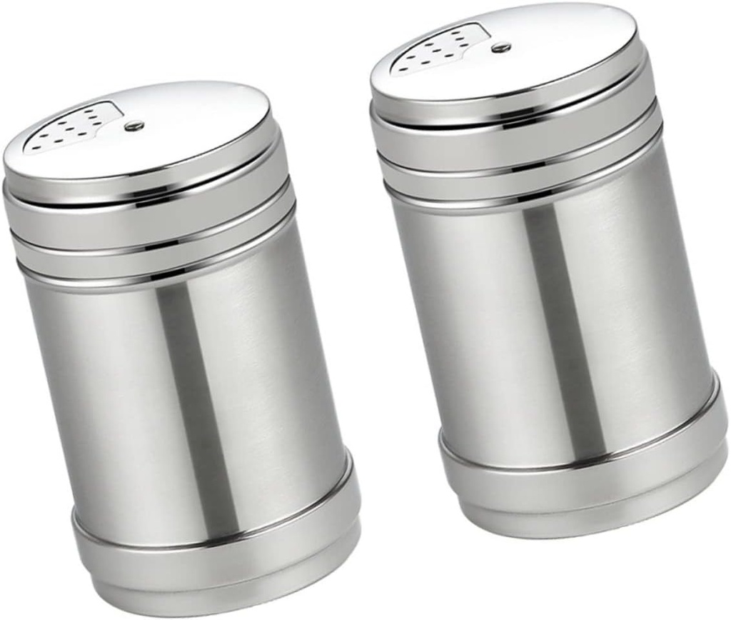 2pcs Stainless Steel Revolving Cover Seasoning Bottles Food-grade Spice Dispensers for Kitchen Bbq and Outdoor Cooking and Practical Condiment Storage