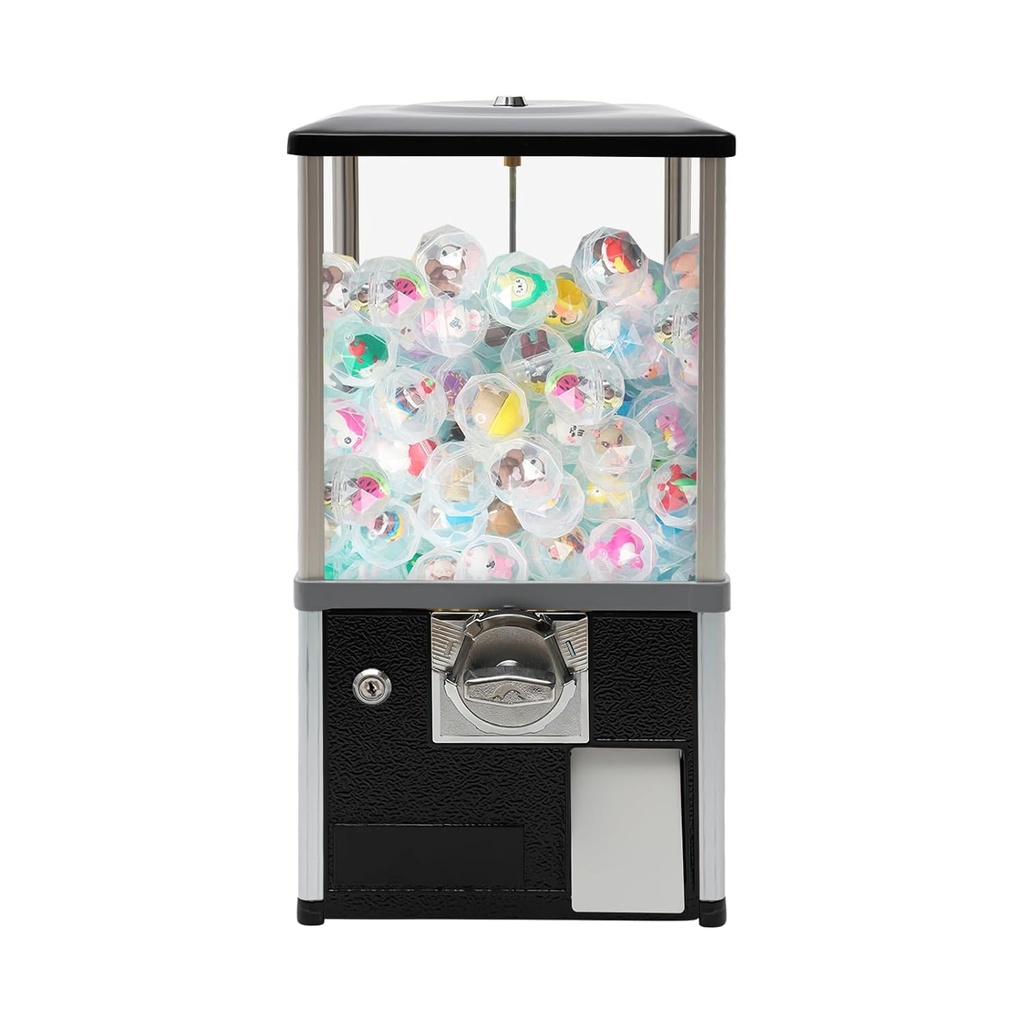 Big Bubble Gumball Machine Toy Vending Machine, Commercial Gumball Machine with Four Keys, 4 * 25 Cents (Coin) Only, Candy Machine Dispenser for Game Stores, Amusement Parks (Black)