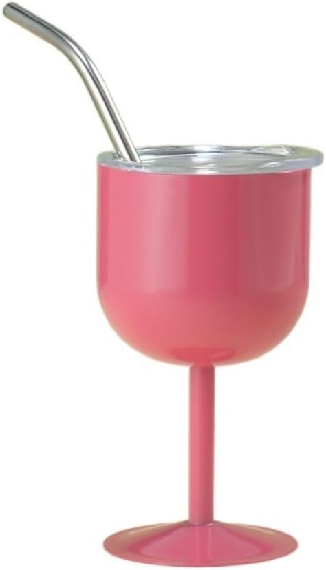 Stainless Steel Wine Glasses with Lid, Double Wall Insulated Wine Tumbler, Unbreakable Wine Goblets Wine Glasses with Drinking Straw for Party Supplies