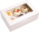 10-Set Cupcake Boxes Bulk with Clear Display Window Hold 6 Standard Cupcakes, Disposable Food Grade White Cupcake Carrier Cupcake Container, Perfect for Cupcakes Muffins Cookies Pastries