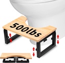 Bamboo Toilet Stool Foldable -7"&9" Adjustable Height Squatting Pool Stool for Bathroom Sink, Kitchen, Bedroom,Toilet Stool Squat Adult and Kids,Potty Stool with Anti-Slip Strip,Up to 500 lbs