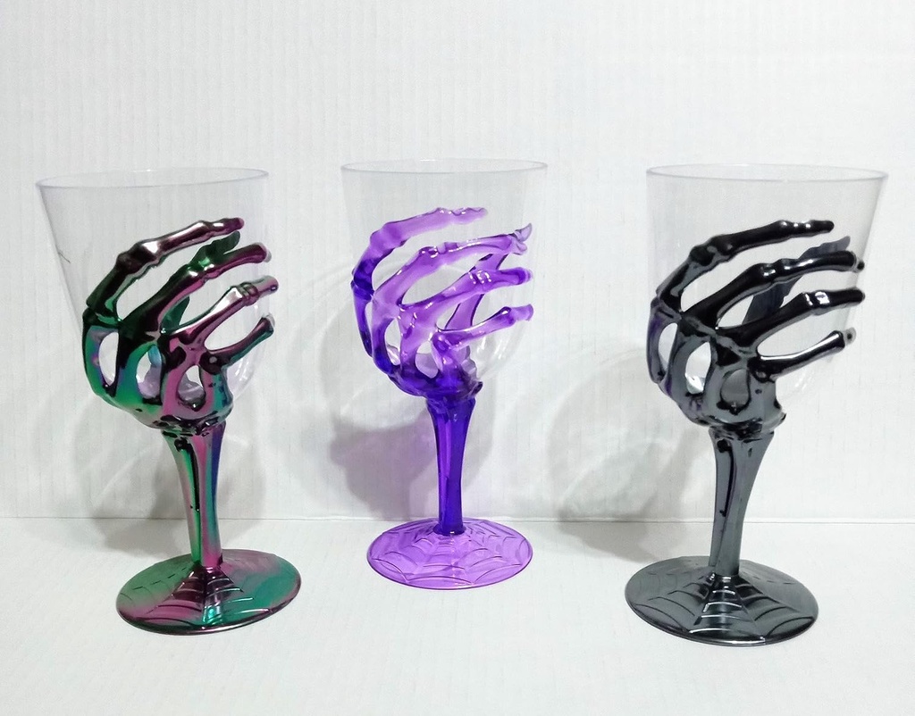 JF- Halloween Spooky Skeleton Hand Plastic Goblets, 11.8oz - Comes as a Set of 3, Halloween Party Decorations Haunted House