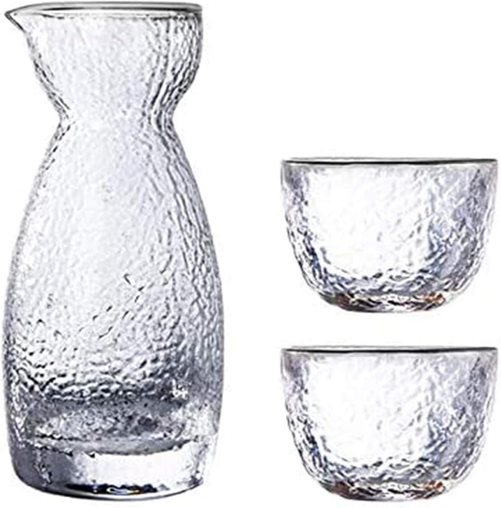 Sake Cup Set, Wine Cups Whiskey Decanter Set of, 2/4 Glass Cups Whiskey Sake Bottle Glass Sets, Small Sake Cup-Silver||2cups