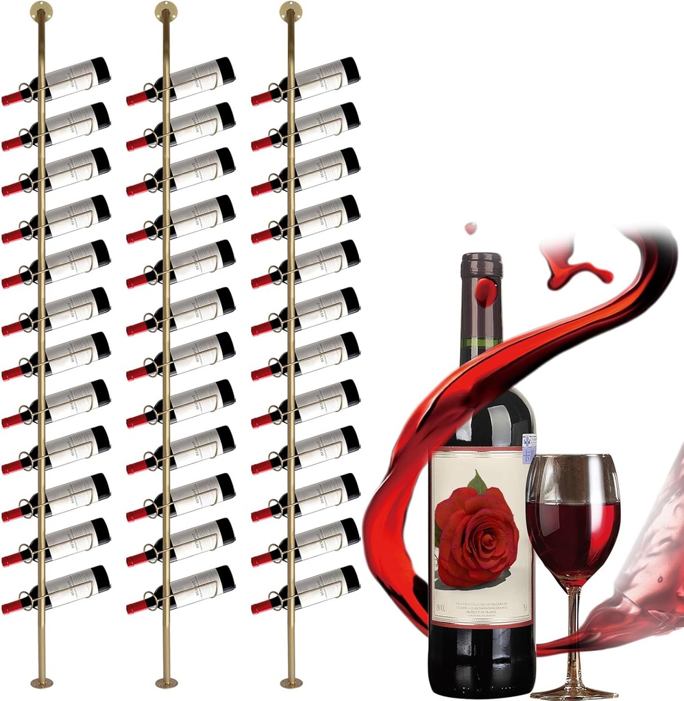 5 Pack Wall Mounted Wine Rack for 60 Wine Bottles, Wine Bottle Display Holder, DIY Detachable Wall Mount Wine Rack, for Kitchen, Dining Room, Bar, Wine Cellar