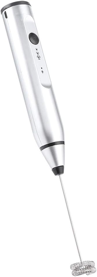 Rechargeable Electric Hand Mixer Rechargeable Household Milk Frother Coffee Mixer Handheld Egg Beater Kitchen Tools(Silver)