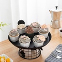 MyGift 10 Inch Deluxe Vintage Style Matte Black Metal Cake Holder with Butterfly Design, Cupcake Display Stand, Pastry Serving Tray Dessert Riser - Handcrafted in India