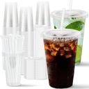 100 Pack 16 oz Disposable Plastic Cups with Lids and Straws, Clear Party Coffee Cups for Cold Beverages, Smoothies, Iced Coffee, and Leak-Proof, BPA-Free