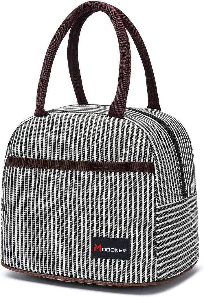 Modoker Small Lunch Bag for Work and Picnic,Leak-Proof Eco-Friendly Reusable Lunch Tote for Men and Women,Portable Small Lunch Box,Blue and White