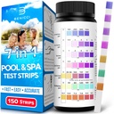 7-in-1 Accurate Pool Test Strips - 150 Hot Tub Spa Test Strips - Quick Pool Water Testing Kit - Bromine, pH, Hardness, Alkalinity, Chlorine & Cyanuric Acid - Perfect for Any Pools, Spa, Hot tubs