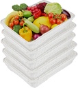 5 Pack Poly Wicker Bread Baskets 15.7x11.8x2.8 Inch, Restaurant-Grade Food Display Trays, Moisture-Resistant for Kitchen Storage/Tabletop Serving/Hotel Buffet (White)