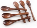 HANSGO Wooden Spoons for Eating, 6PCS Small Wooden Soup Spoons for Honey Coffee Stirring Tea Jam Bath Salts, 6 Inches