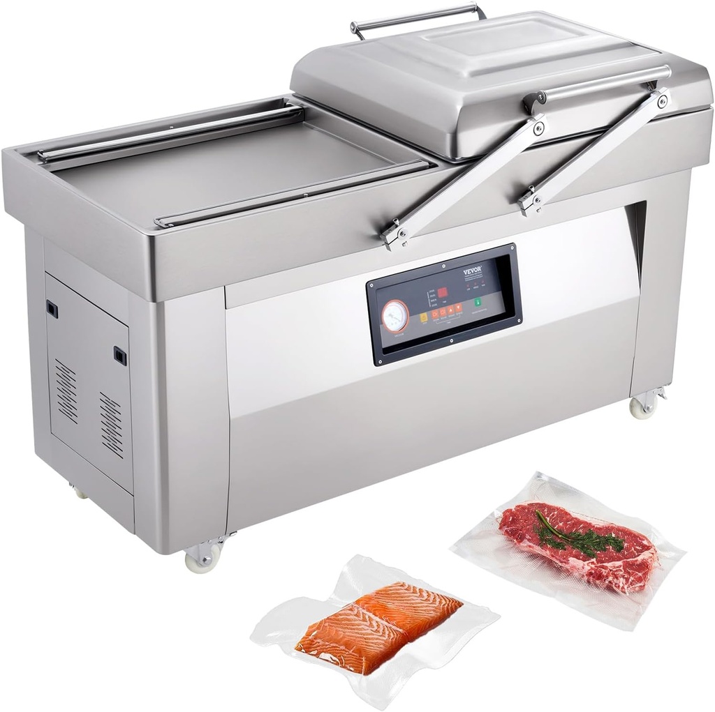 VEVOR Chamber Vacuum Sealer, 1200W Sealing Power, Vacuum Packing Machine for Wet Foods, Meats, Marinades and More, Compact Size with 23.62" Sealing Length, Applied in Home Kitchen and Commercial Use