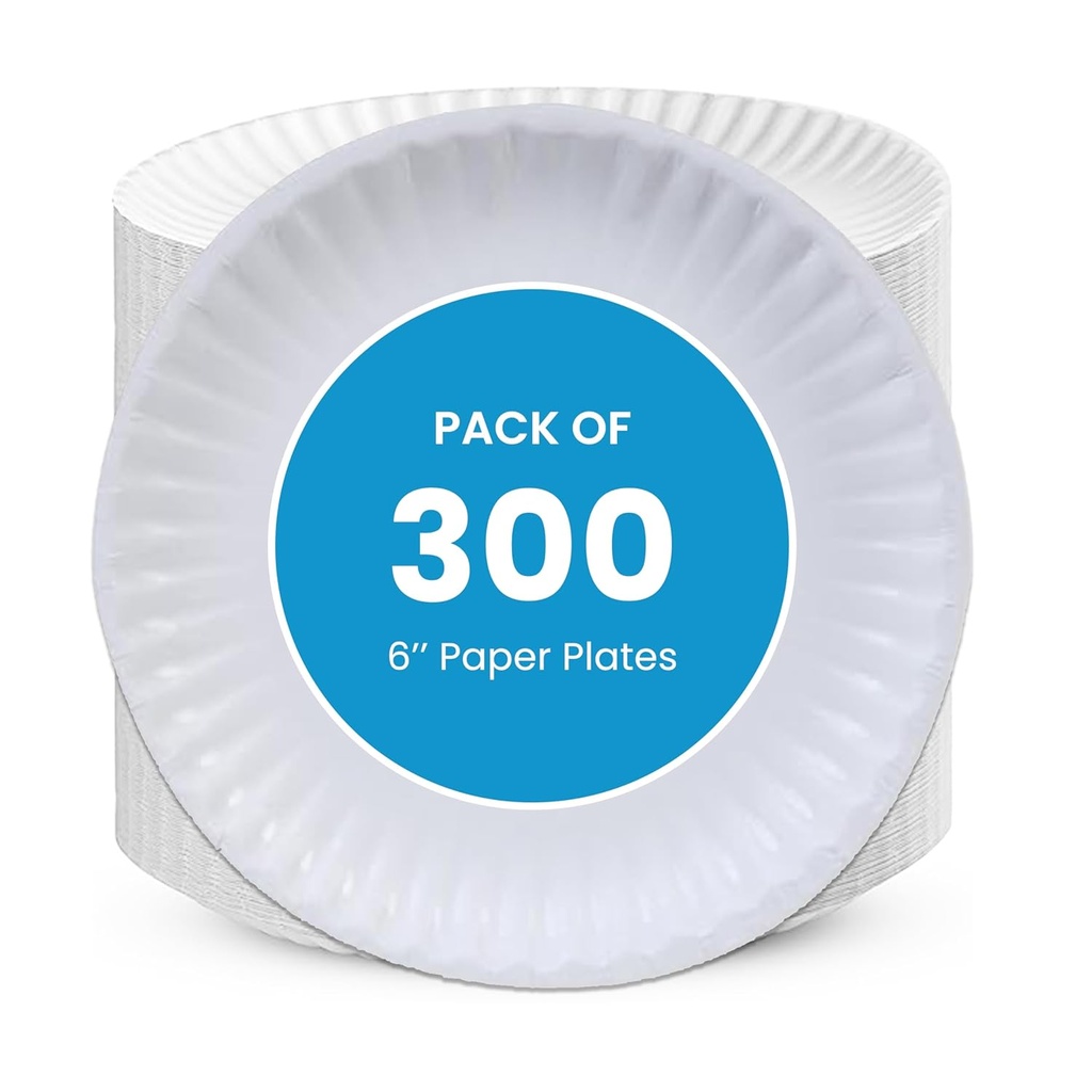 Perfectware - Kitchen essentials Paper Plate 6-300 6" Paper Plate, White (300 Count/pack)