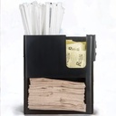 4-Section Countertop Cup, Lid, and Straw Organizer - Black, Durable Polypropylene Beverage Station Organizer for Coffee Shops, Convenience Stores, and Breakrooms