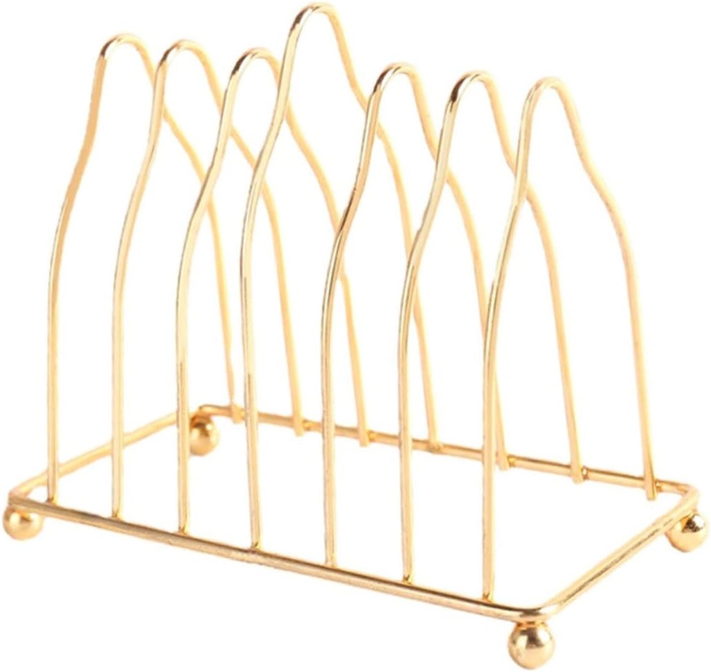 Zerodeko Wear Resistant Decorative Iron Plate Holder with Drainage Design Countertop Organizer for Kitchen and Dining Easy Clean Desktop Storage Rack in Gold Finish