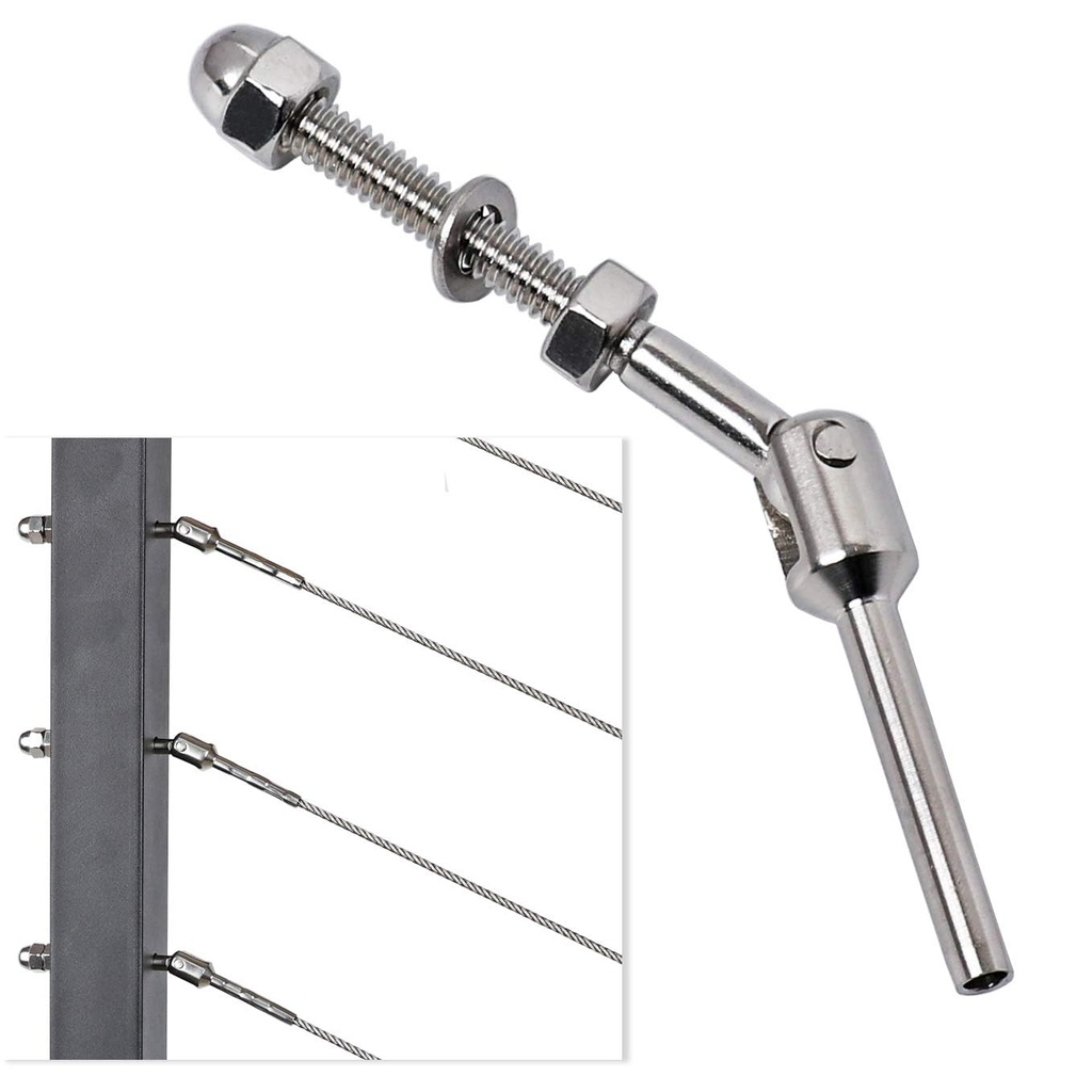 1/8 Inch T316 Stainless Steel Adjustable Cable Railing Kit/Hardware for 2Inch Metal Post, Marine Grade (20pack, 2Inch)